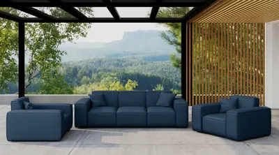 Produktbild von Kaiser Möbel Gartenmöbel Set 3 1 1 für Garten, Terrasse, Gartenmöbel, MALIBU Lounge Set, gemütlich und komfortabel Marineblau