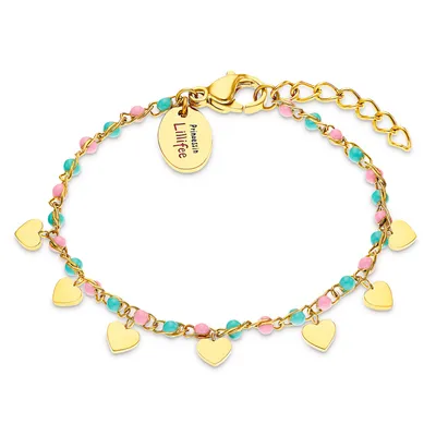 Produktbild von Prinzessin Lillifee 2033365 Buntes Armband mit Herzchen Anhängern aus Edelstahl