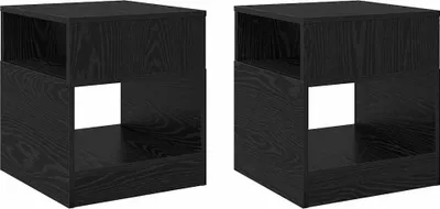 Produktbild von Beistelltisch 2 pcs Schwarz Eichen-Optik 40,5 x 40 x 45 cm
