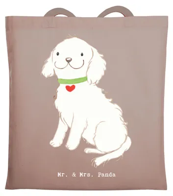Produktbild von Mr. & Mrs. Panda Shopping Tasche Bolonka Zwetna Lebensretter - Braun Pastell - Geschenk, Tote Bag, Beutel, Tragetasche, Tsvetnaya, Einkaufstasche
