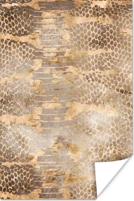 Produktbild von MuchoWow® Poster Tiermuster - Schlange - Gold - Braun 120x180 cm - Kunstposter