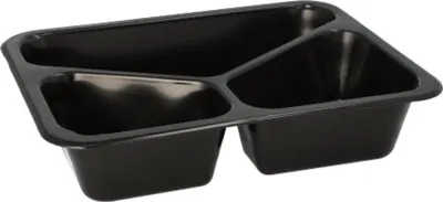Produktbild von 20 Menüschalen, PP 3-geteilt 4,5 cm x 22,7 cm x 17,8 cm schwarz