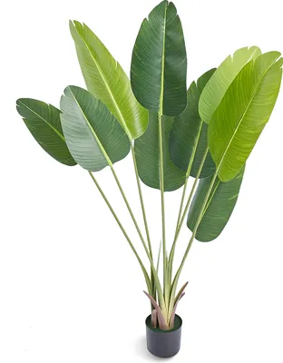 Immagine prodotto di SucceBuy Albero artificiale dell'uccello del paradiso di SucceBuy, pianta artificiale alta 1,5 m, materiale PE, protezione antiribaltamento, albero artificiale verde realistico per casa, ufficio, decorazione del magazzino - interno/esterno