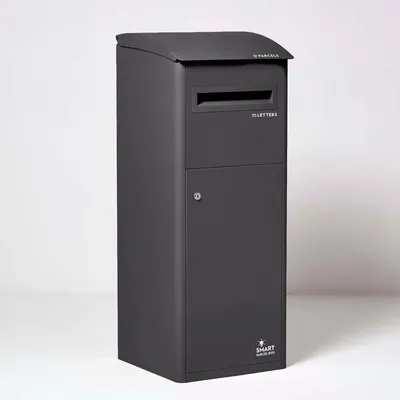 Produktbild von SMART PARCEL BOX™ Extra großer Paketbriefkasten mit Schrägdach, Entnahme vorne, schwarz