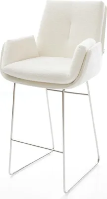 Produktbild von DELIFE Barstuhl Clea-Flex Bouclé Soft Beige Kufengestell Edelstahl Silberfarben