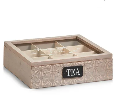 Image de ZELLER Boîte de rangement en bois pour sachets de thé 24x24x8cm