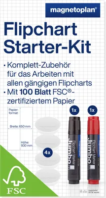 Produktbild von Magnetoplan Flipchart Starter-kit - 5x Flipchartpapier - 2x Flipchartmarker - 4x Magnete