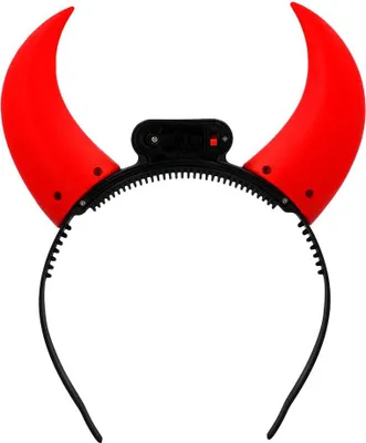 Produktbild von Boland 01071 - LED-Tiara Teufelshörner, Haarreif mit LED-Licht und Hörnern, inkl. Batterien, Teufel, Kopfbedeckung, Accessoire, Halloween, Karneval, Mottoparty, Rot-schwarz