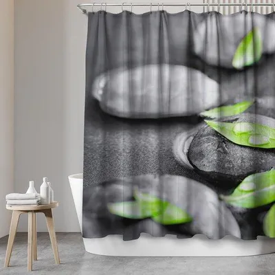 Produktbild von Ibenzoa® Duschvorhang – antibakteriell & wasserdicht mit Motiv für Bad & Dusche, 180 x 200 cm, , inkl. 12 Ringe