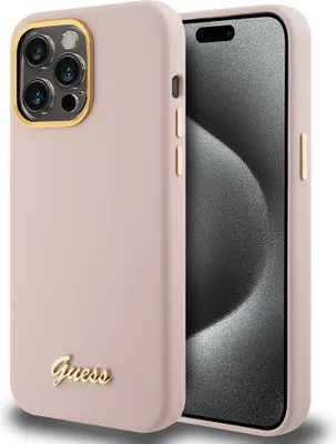 Zdjęcie produktu dla Etui Guess Script Metal Logo do iPhone 15 Pro Max różowy