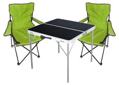 3-teiliges Campingmöbel Set limegrün Tisch+Campingstühle mit Tasche
