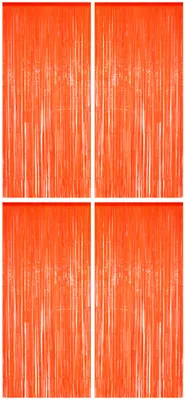 Produktbild von 4x Lametta Vorhang - orange - 91x244 cm