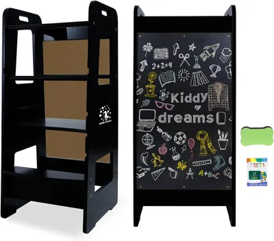 Productafbeelding van Leertoren Kinderen - Hulpmiddel Keuken - Helpen bij Koken - In Hoogte Verstelbaar - 40x40x92 cm - Houtkleurig