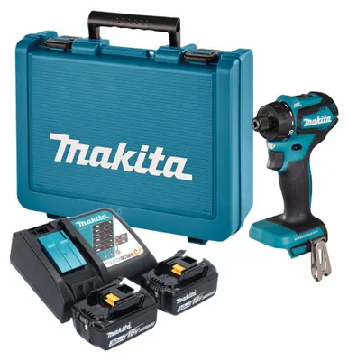 Immagine prodotto di Trapano avvitatore a batteria Makita DDF 083 RFE 18 V 40 Nm 1/4'' brushless + 2 batterie da 3,0 Ah + caricabatterie + valigetta