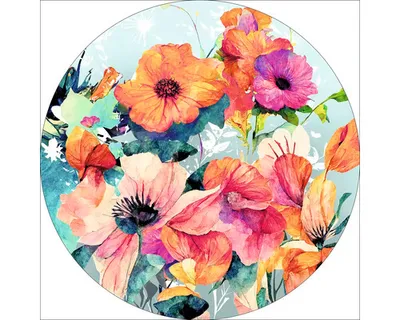 Produktbild von Glasbild Watercolor Flowers V Ø 50 cm