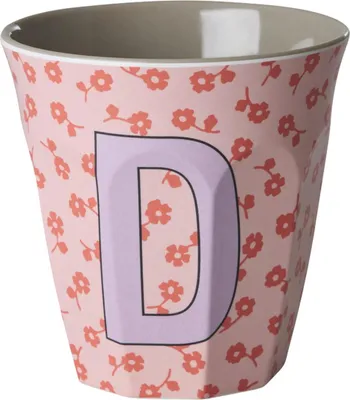 Produktbild von Rice Melamin Becher Medium Buchstaben Blumen D