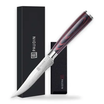 Produktbild von PAUDIN N17 Officemesser – 12,5 cm – Elegantes, gebogenes Koch- und Küchenmesser – Inklusive Messerschutz