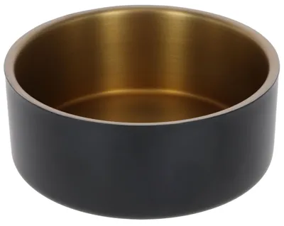 Immagine prodotto di KERBL Edelstahlnapf Golden ø 20,5 cm, Schwarz/Gold (Fassungsvermögen 1800 ml)