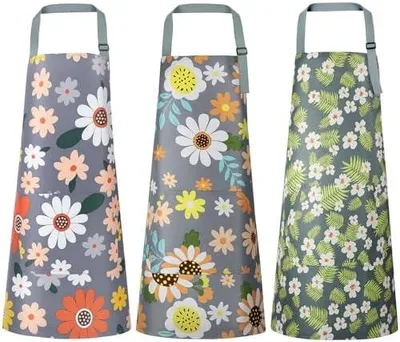 Produktbild von Blumenschürzen mit Tasche, verstellbare Kittelschürze für Küche und Garten