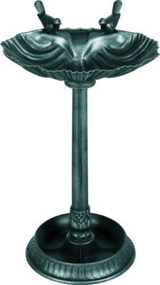 Produktbild von Vogeltränke,VogelbadmitStatuen,2Becken,Kunststoff,antikerLook,49,5Lx38Bx81Hcm,Dunkelgrün