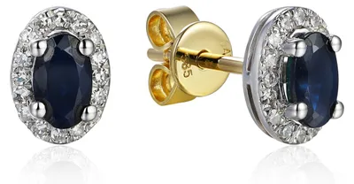 Produktbild von 585er Gelbgold Ohrstecker Saphir 0,57ct./ 32 x Diamanten zus. 0,12ct.