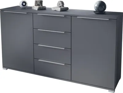 Produktbild von Vladon Sideboard Linio V1, Anrichte mit 2 Türen und 4 Schubladen, Anthrazit matt / Anthrazit matt (138,5 x 75,5 x 35 cm)