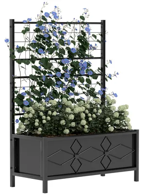 Immagine prodotto di Vaso rialzato - Vaso da giardino - Fioriera - Vaso per orto - Vaso da balcone - Griglia per piante rampicanti - Acciaio zincato - Fori di drenaggio