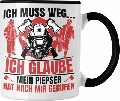 Produktbild von Trendation - Feuerwehr Spruch Geschenk Tasse Feuerwehrmann Geschenkidee Lustig Männer (Schwarz)