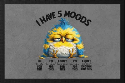 Produktbild von I Have 5 Moods Lustiger Vogel Fußmatte Sarkastisch Humorvoll Geschenkidee