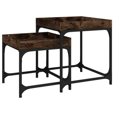 Image de vidaXL Tables d'appoint 2 pcs. Chêne fumé bois composite