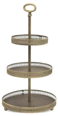 Produktbild von Styldekor 3-stufige Metall-Etagere Braun Gold 50cm
