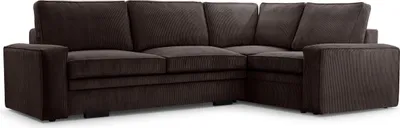Produktbild von FEDVE Ecksofa Sofa Eckcouch Kellas Form Couch Wohnlandschaft Wohnzimmer Schlaffunktion Seite Rechts Dunkelbraun (Lincoln 29)