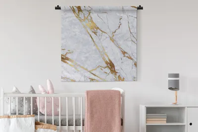 Produktbild von MuchoWow® Wandteppich Wandbehang Marmor - Muster - Gold 90x90 cm Tapisserie Dekoration Wandtuch - Wandaufhänger