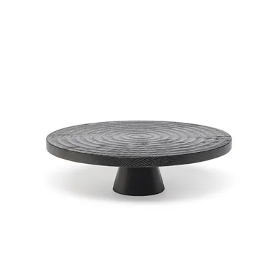 Immagine prodotto di Dutchdeluxes - Legno di quercia - Fatto a mano - Alzata per torte - Alzata per antipasti - Con base - Nero Grande