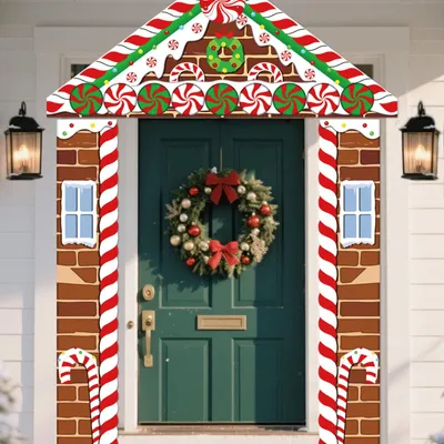 Weihnachts-Veranda-Banner-Set, 3-teilig, rot-grün, 180x78 cm