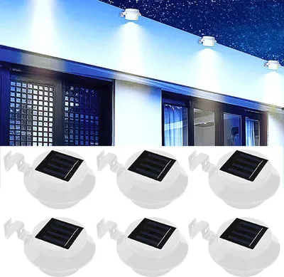 A collage of solar-powered lights, with a top section showing lights mounted on a building and a bottom section showing multiple individual lights.