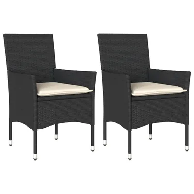 Produktbild von vidaXL Gartenstühle mit Kissen 2 Stk. Schwarz Poly Rattan