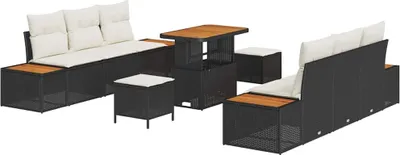 Immagine prodotto di vidaXL Set di divani da giardino con cuscini 9 pezzi in Poly Rattan nero