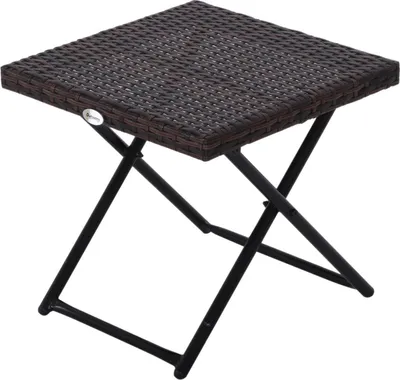 Produktbild von Gartentisch Beistelltisch Blumenständer Gartenmöbel Falttisch Klappbar Polyrattan + Metall Braun 40 X 40 X 40 Cm