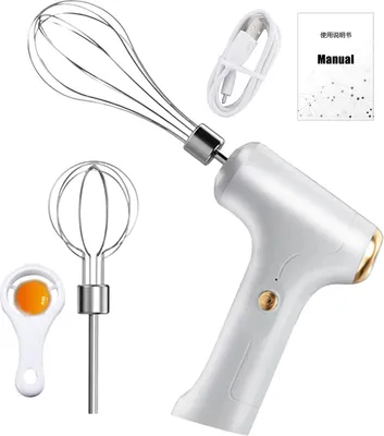 Produktbild von Kabelloser elektrischer Schneebesen mit doppeltem Rührkopf, 3 Geschwindigkeiten, tragbarer Handrührer für Kuchen, Brot, Desserts, Handmixer