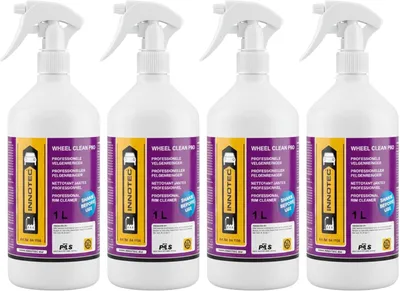 Immagine prodotto di 4 pezzi INNOTEC Wheel Clean Pro 1 L – Detergente professionale per cerchioni in acciaio e alluminio – rimuove polvere dei freni, olio e sporco stradale – privo di acidi