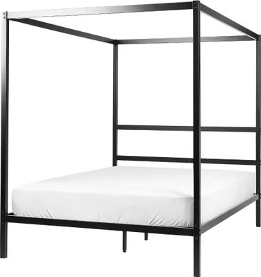 Produktbild von BELIANI Himmelbett Schwarz Metall 140 x 200 cm 4 Pfosten Elegant Modern Stilvoll Minimalistisch Designer Bett für Schlafzimmer