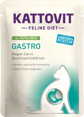 Produktbild von Kattovit - Feline Diet Pouchbeutel Gastro 24x85g  |  Pute & Reis