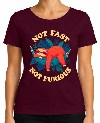 Imagen del producto de Camiseta para mujer con diseño de perezoso, color burdeos, talla M