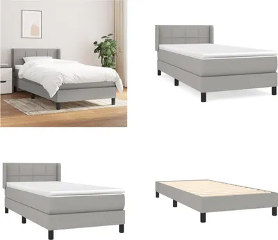 Obrázok produktu pre vidaXL Boxspring posteľ s matracom svetlosivá 90x200 cm látka - Boxspring posteľ - Boxspringbetten - Bett - Schlafzimmermöbel