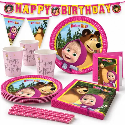 Produktbild von Mascha und der Bär Kindergeburtstag XXL Partyset Party Deko