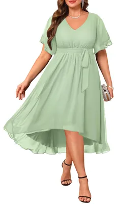 Zdjęcie produktu dla Sukienka Talisea w rozmiarze oversize, idealna dla gości weselnych – elegancka sukienka koktajlowa, model "chiffon"