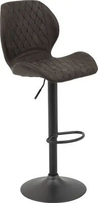 Produktbild von 2er Set Barhocker Sonja - Mikrofaser Braun m.Rautensteppung - Metallgestell Grau - höhenverstellbar - 360° drehbar