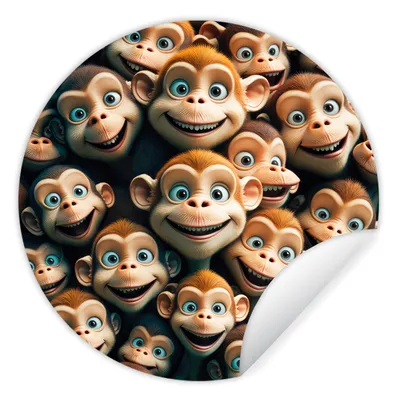 Produktbild von MuchoWow® Runde Wandtattoo - Wandsticker Tapete Aufkleber Affe - Tiere - Braun - Design - Mädchen - Jungen Ø 30 cm Selbstklebend und Repositionierbar - Wandaufkleber - Kreis - Wandbild - Fototapete - Selbstklebend - Dekoration - Wandschmuck - Schlafzimmer