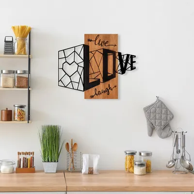 Produktbild von Wallity, Live- SKL2461, Nussbaumfarbe,Schwarz, Sonstige Wohndekorationen, 68 x 58 cm, 100% Holz (Dicke: 3 cm) / Metall (Dicke: 1
